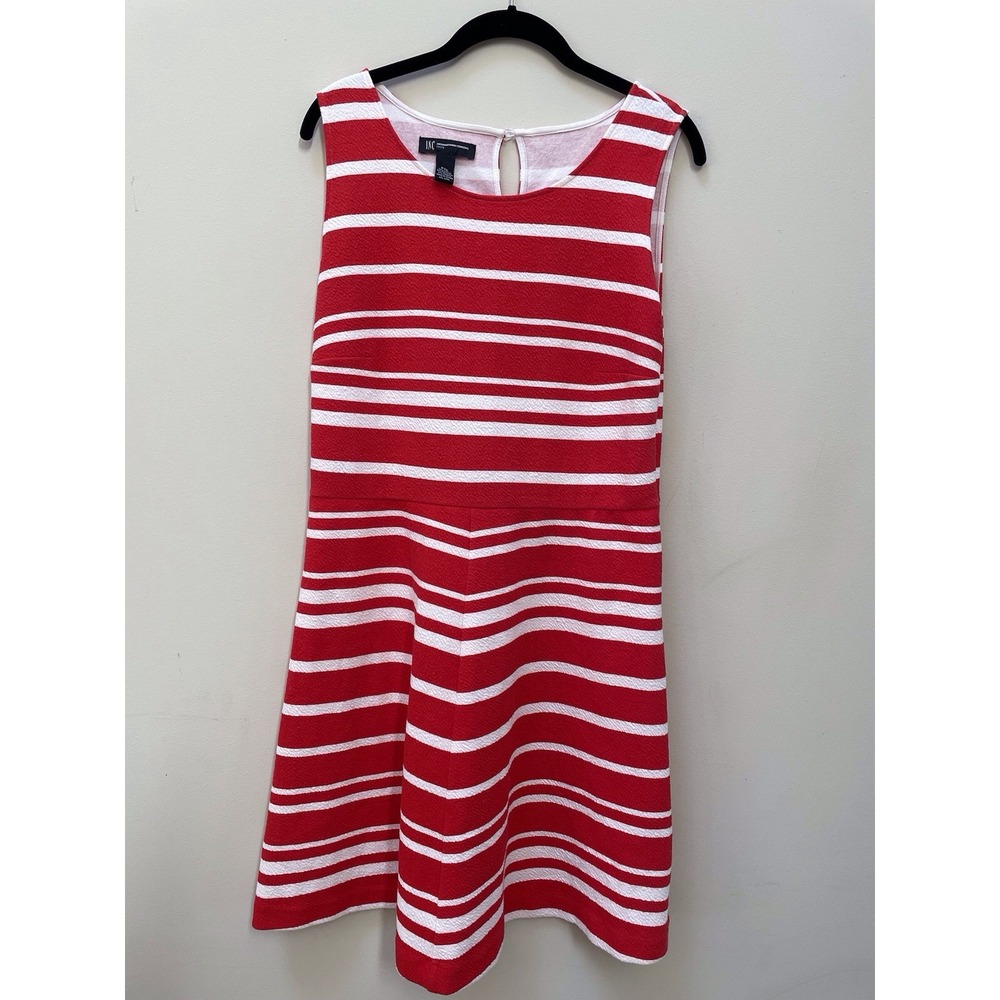 INC International Concepts Dress PXL Red White Striped Textured Fit Flare Petite